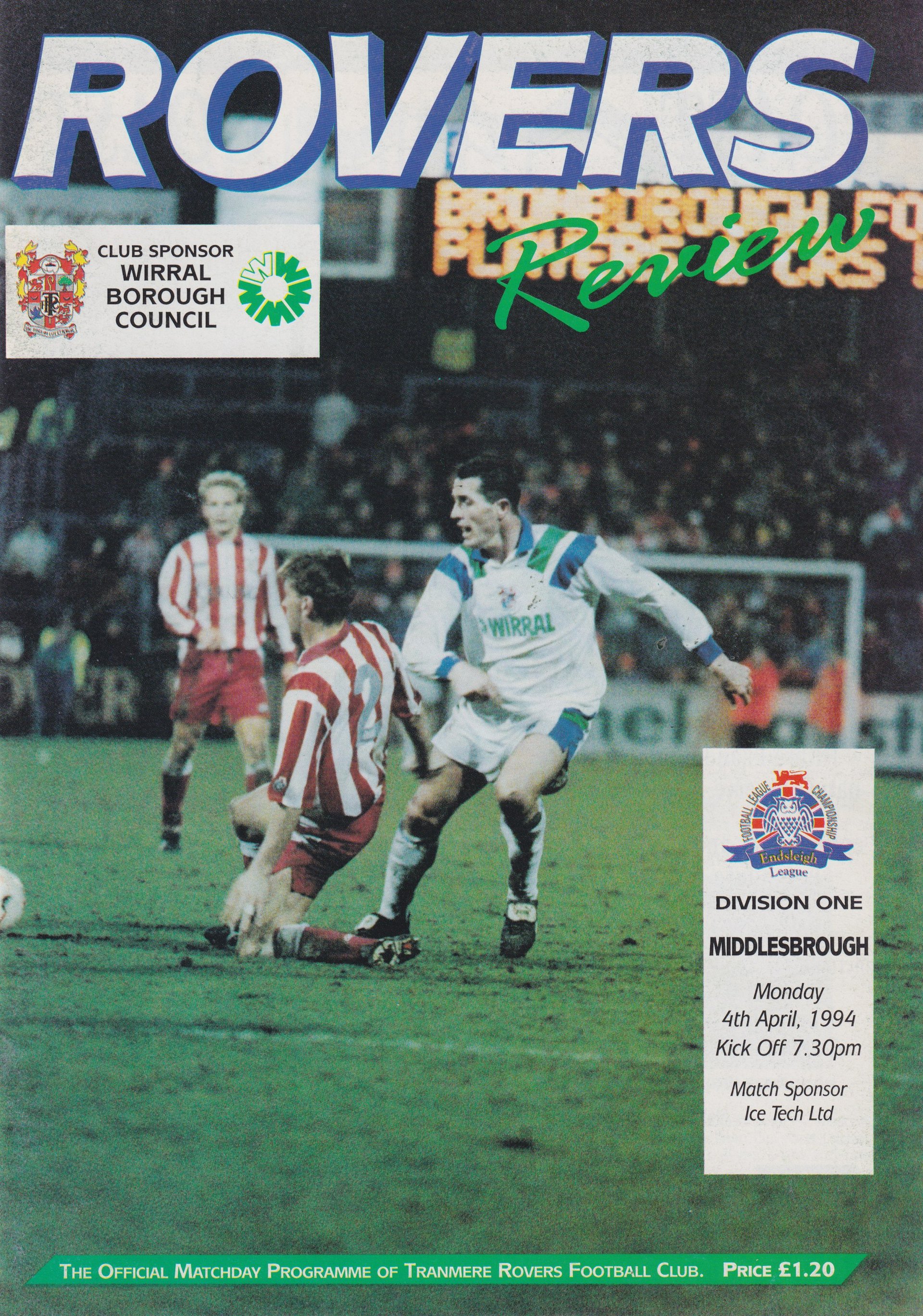 Tranmere Rovers v Middlesbrough match programme
